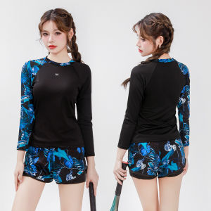 ชุดว่ายน้ำทูพีชสองชิ้นเเขนยาวเเยก ดว่ายน้ำแขนยาวกางเกงขาสั้นกันแดด ไซส์ใหญ่ใส่ได้ทั้งผู้ชายและหญิง 9409