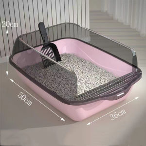 กระบะทรายแมวขนาดใหญ่พิเศษแบบกึ่งปิด ป้องกันการกระเด็น ห้องน้ำแมวขนาดใหญ่พิเศษ อุปกรณ์สัตว์เลี้ยง [ จัดส่งฟรี ]