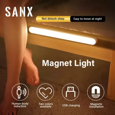 SANX 30cm LED Night Light Rechargeable Motion Sensor Night Light Cabinet Lamp Magnetic Light LED Lampu for Closet Bathroom Stair Wall