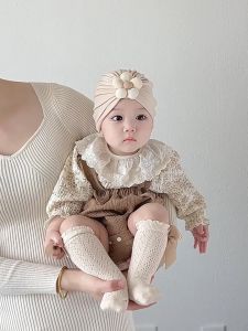 Baby Bow Turban Hat Cotton Infant Newborn Boonet Hat Turban Cap Infant Kids Girls Knitted Hat for Baby Newborn Boonet Hat Warm Woolen Hat Cute Flower