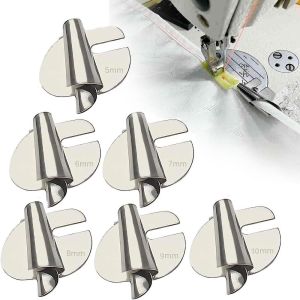 IFFINE 2PCS Stainless Steel Sewing Rolled Hemmer Foot 3mm-10mm DIY Crafts Sewing Machine Presser Foot Easy to Disassemble Durable Hemming Puller Home