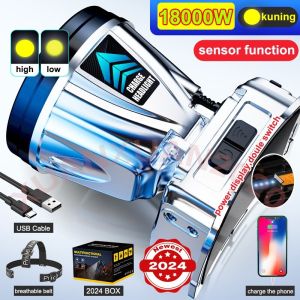 Portable Flashlight 4 Mode Rechargeable Headlight 24000 mAh Outdoor Fishing/Camping Flashlight Lamp Lampu Kepala Terang Super Bright Headlamp Rechargeable High