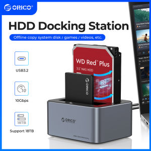 ORICO Offline Clone 2 Bay HDD Enclosure Type-C 10Gbps Aluminum Hard Drive Station for 2.5/3.5" HDD/SSD PC