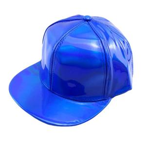 หมวกเบสบอลหนังสังเคราะห์ผู้ชายผู้หญิงแวววาวคลั่งสะท้อนแสงสีรุ้งฮิปฮอปปีกแบนสำหรับ Snapback
