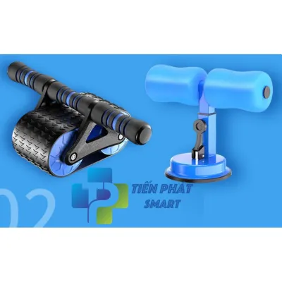 Combo Con lăn Tập Cơ Bụng Có Lò Xo Trợ Lực + Dụng Cụ Hít Đất Hút Nền Gạch Hoa Gỗ Chắc Chắn