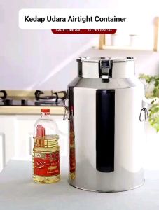 Stainless Steel Oil Seal Bucket Barrel Airtight Milk Tank Food Rice Container Storage Dispenser Canister Pail Multipurpose No Leakage Baldi Tong Susu Minuman Kedap Udara 无磁密封钢桶