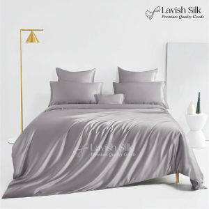 Trọn Bộ Chăn Ga Gối Lụa Mát Lạnh Cao Cấp Lavish Silk – Màu Xám Ghi