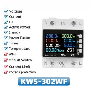 8in1 WiFi Smart Power Meter Over Under Voltage Protection Power Meter 2P AC Energy Meter APP Control Voltage and Current Meter Electricity Meter Smart Life