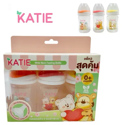 สินค้าขายดี 🌈 ขวดนมเด็ก จุกนมไม่ดูดไม่ไหล KATIE (เคที่) ขวดนมคอกว้าง PP ขนาด 5 และ 9 ออนซ์
