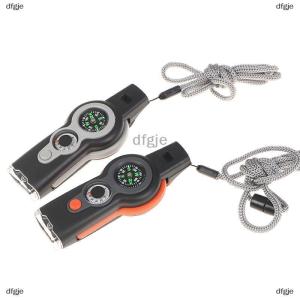 [COD] dfgje Móc khóa còi sinh tồn ngoài trời 7 trong 1 kính lúp la bàn nhiệt kế đèn LED