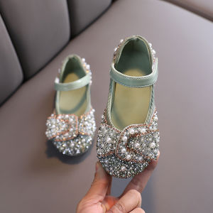 2026 Girls Single Shoes Spring and Autumn New Casual Colorful Rhinestone Bowknot Dance Shoes for Young and Middle-aged Children Performance Shoes