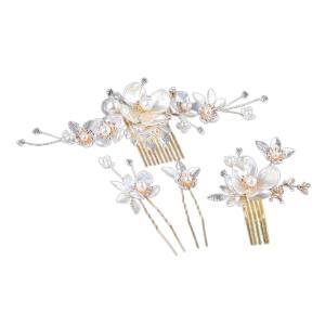 Phong cách dân tộc hairband hoa đám cưới Lược chải tóc Phụ kiện tóc cô dâu Ngọc Trai thạch Mũ sắt cho trang phục dự tiệc