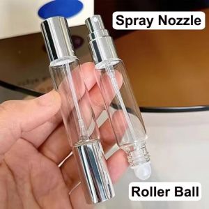 CHAMPIONBABY 10ml Capacity Glass Perfume Bottle Aluminum Nozzle Rolling Ball Double-headed Bottle Eco-friendly Empty Fragrance Travel Storage
