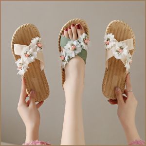 Flat Shoes Ideal for Going Out Natural Elegance Slippers Cross-band Freedom and Comfort