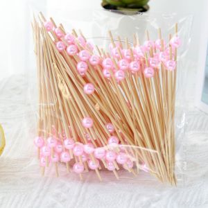 SCXXCXVVBB 100pcs Disposable Bamboo Food Picks Versatile 12cm Length Fruit Sticks Fruits Tool Snack Fork Skewer Dessert Sticks Wedding Party