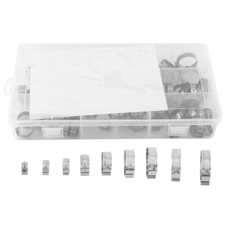 10-Pack Single Ear Stainless Steel Open Pinch Crimp Hose Clamps – 9/16 (.472 - 9/16)