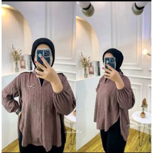 Livia Bluse Polos Wanita - Lady Crush Outher Premium Bahan Tebal Adem Lingkar dada 120 cm