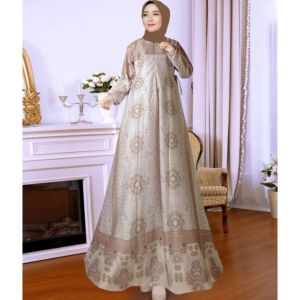 PONGGOX.ID-Gamis Wanita Terbaru 2023 Bahan Silk Motif Bunga Model Nana Ready Ukuran Jumbo
