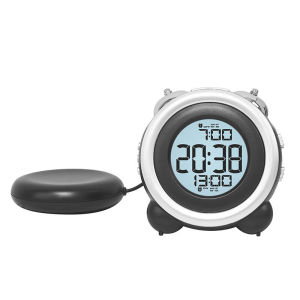 [Xin Ngó ]Super Loud Vibrating Alarm Clock Time Date Display Twin Bell Very Loud for Heavy Sleepers Dual Alarm Blue Backlight for Teens deep sleepers kids the elderly and hearing impaired