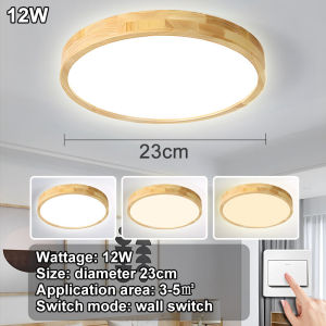 GOGEOUS ceiling lights modern design indoor ceiling light with remote control tri color led ceiling light modern wooden led lights for house ceiling super bright ceiling light for living room kitchen bathroom dinning balcony ceiling lamp