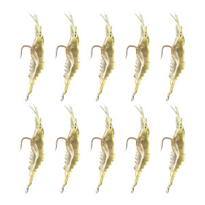 10PCS Artificial Soft Shrimp Lure 4cm Simulation Soft Shrimp Bait with Sharp Hook