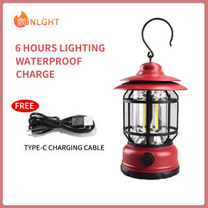 Outdoor camping lights Retro LED Lantern Portable Camping Tent Light Rechargeable Hanging Camping Light Portable Large Capacity Battery Water Proof
