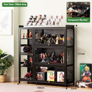 4/5Door bearing Display Cabinet Acrylic Bamboo Three Sided Transparency for living room display