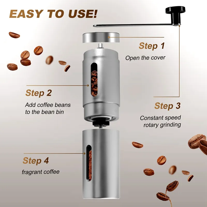 GPBS) Manual Coffee Grinder with Adjustable Setting Conical Burr