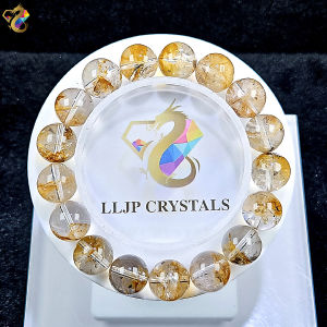 Collection Grade Goldish Yellow Petroleum Herkimer Diamond Quartz Bracelet