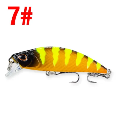 1Pcs Fishing Baits Crankbait Minnow Lures 5g/5.5cm with 2 Treble Hook 3D Lifelike Eyes Luminous Slow Sinking Swimbait for Saltwater Freshwater.