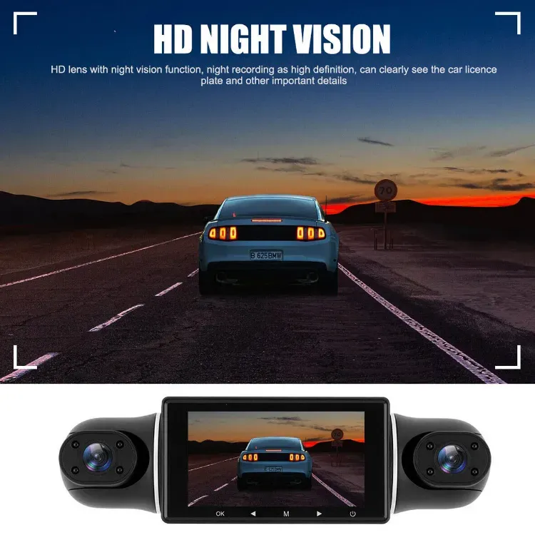 QCY W-2 Inch Channel Dash Cam 1080P Camera Way Video