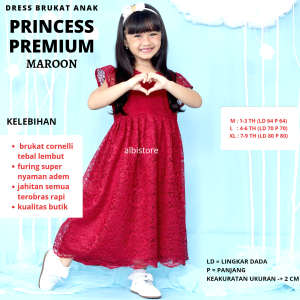 PREMIUM DRESS BRUKAT ANAK KEBAYA ANAK PRINCESS 0-9 TAHUN PAUD TK SD
