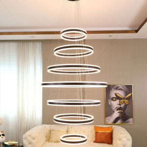 Living room ring chandelier Acrylic Led chandelier modern minimalist art personality net red customized ring lamp Villa loft
