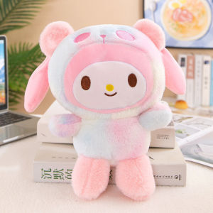 25cm Sanrio Cartoon Character Plushie Melody Kuromi Rainbow Color Plush Doll Christmas gift for Kids