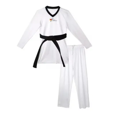[PuWhao] New HOT SALE Tight-Fitting Taekwondo Uniforms Quick-Drying Stretchable 110-200cm Kids Adults Black White Collar Beginner Suit