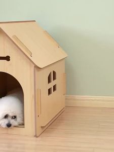 AUREO Wooden Cage Four Doghouse Seasons Universal Cat Small Medium Large Winter Warm Dog House Supplies