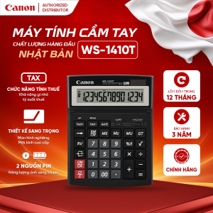 Máy tính cầm tay Canon WS-1410T màn hình lớn hiển thị 14 số có thể gập 3 nấc phím cơ nảy bền đẹp
