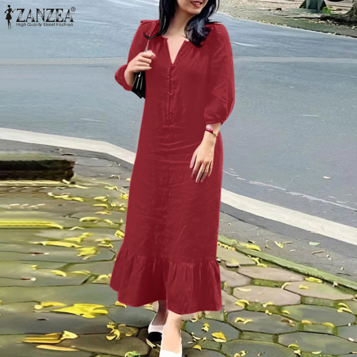 MOMONACO ZANZEA Women's Dresses Casual Loose Ruffle Sundress