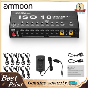 Mosky ISO-10 แบบพกพากีตาร์ผลแหล่งจ่ายไฟสถานี 10 แยก DC เอาท์พุทและหนึ่ง 5 โวลต์เอาท์พุท USB สำหรับ 9 โวลต์ 12 โวลต์ 18 โวลต์กีตาร์ผลสหภาพยุโรปเสียบ