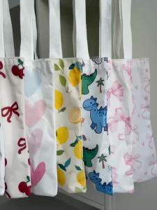 Cat pattern printed casual handbag reusable fashionable backpack multifunctional handbag canvas shopping bag JETW