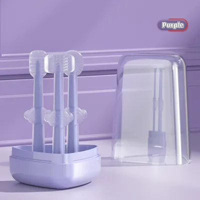 Happily Baby Toothbrush for Baby 0-1 Years Soft Silicone Three Headed Toothbrush Kids 3pcs 3 Sided Toothbrush