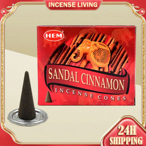 HEM Sandal Cinnamon Incense Cones (10Pcs Per Box / with Holder) Original Imported From India