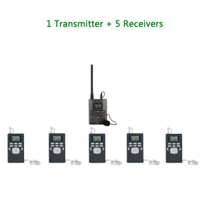 YARMEE FM Wireless Tour Guide System Transmitter + 5/10PCS Radio Receivers With Microphone Earphone For Travelling Translation