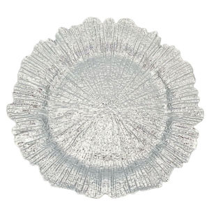 Gold Plastic Dinner Plate 13 Inch Ruffled Rim Reef Round PP Plates Wedding Party Table Centerpiece Hiasan Kahwin