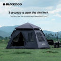 BLACKDOG Black Vinyl Automatic Tent Portable Folding 2 Doors 4 Windows 4 Person Camping Tent Auto Pop Up Fast Setup Poles Waterproof Windproof Outdoor Tent PU Or Vinyl Coated Beige Black Dog. 