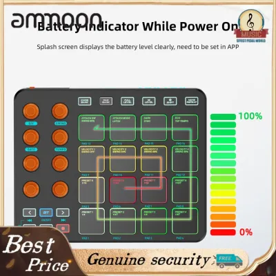 ammoon Bộ điều khiển MIDI không dây 16 miếng đệm RGB 6 nút tùy chỉnh 8 nút có thể sạc lại Pin thời gian chơi 20 giờ với chất liệu silicon cho người mới bắt đầu Sản phẩm âm nhạc chuyên nghiệp (Màu trắng)