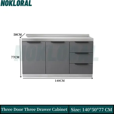 NOKLORAL Stainless Steel Kitchen Cabinet Sink Cabinet Gas Stove Cabinet Cabinet Combined Storage Kitchen Set