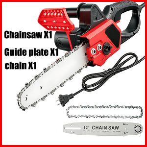 12 Inch Electric Chain Saw Corded Powerful Wood Cutter Saw for Tree Pruning Branch Cutting Firewood Cutting Home Garden Use