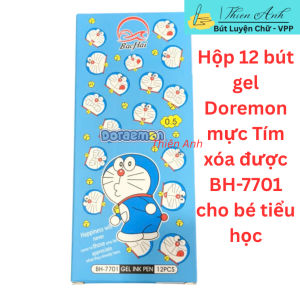 Lẻ 6 bút/Hộp 12 bút ɡel Doremon mực Tím xóa được BH-7701 cho bé tiểu học viết bài hằng ngày