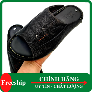 Dép da bò nam quai ngang ndk cao cấp  kiểu đế su rất êm chân quai da bò 100% may quai chắc chắn N.S2Da